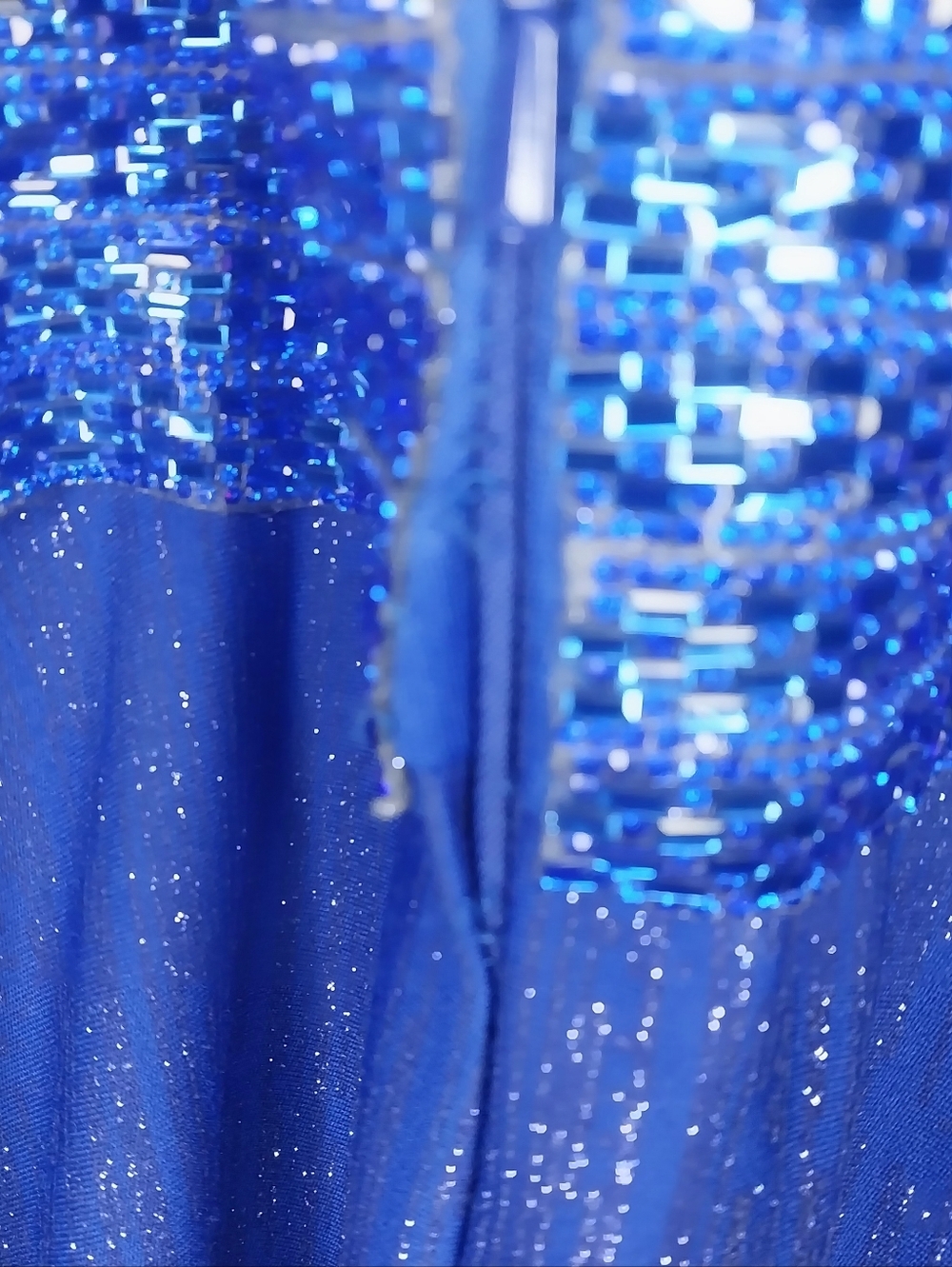 Mac Duggal Royal Blue Cassandra Stone V-Neck Maxi Prom Dress - Picture 12 of 16